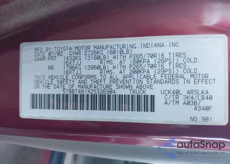 2002 Toyota Tundra Ltd V8 из США, поврежденный, VIN 5TBBT481X2S326904